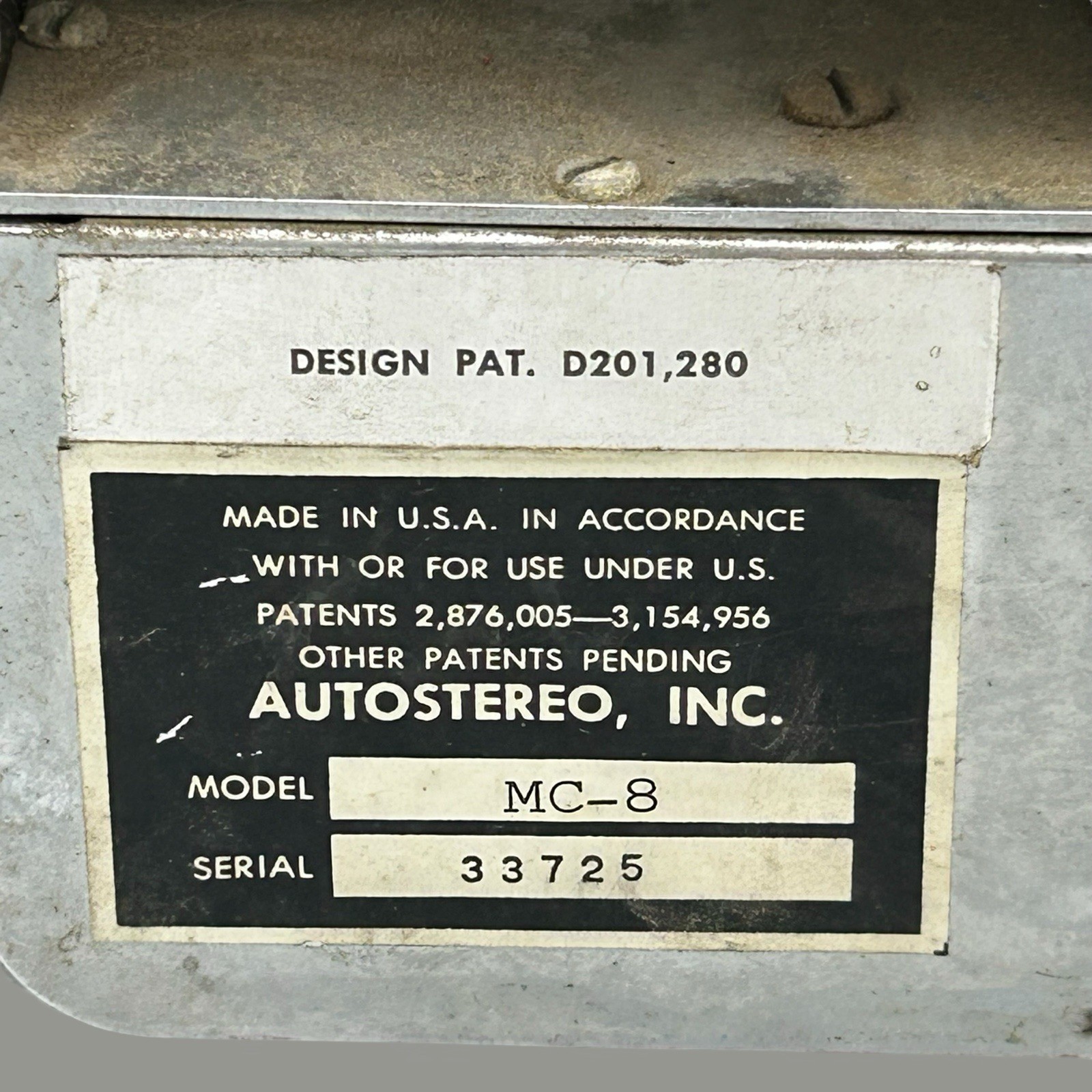 Vintage AutoStereo MC-8 Deluxe Made In USA Volume Bass Treble Control Untested