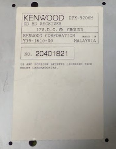 Kenwood DPX-5200M 2DIN CD MD Deck Player As Is.