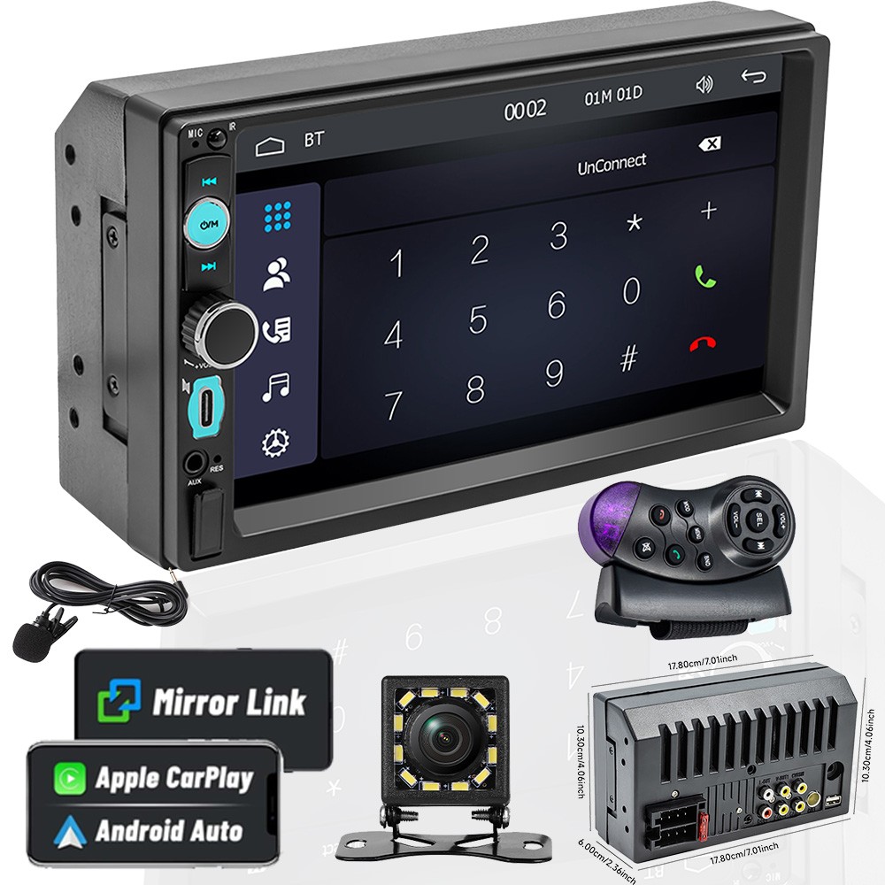 7″ Double 2Din Touch Screen Stereo Bluetooth Radio Car Apple/Android Carplay GPS