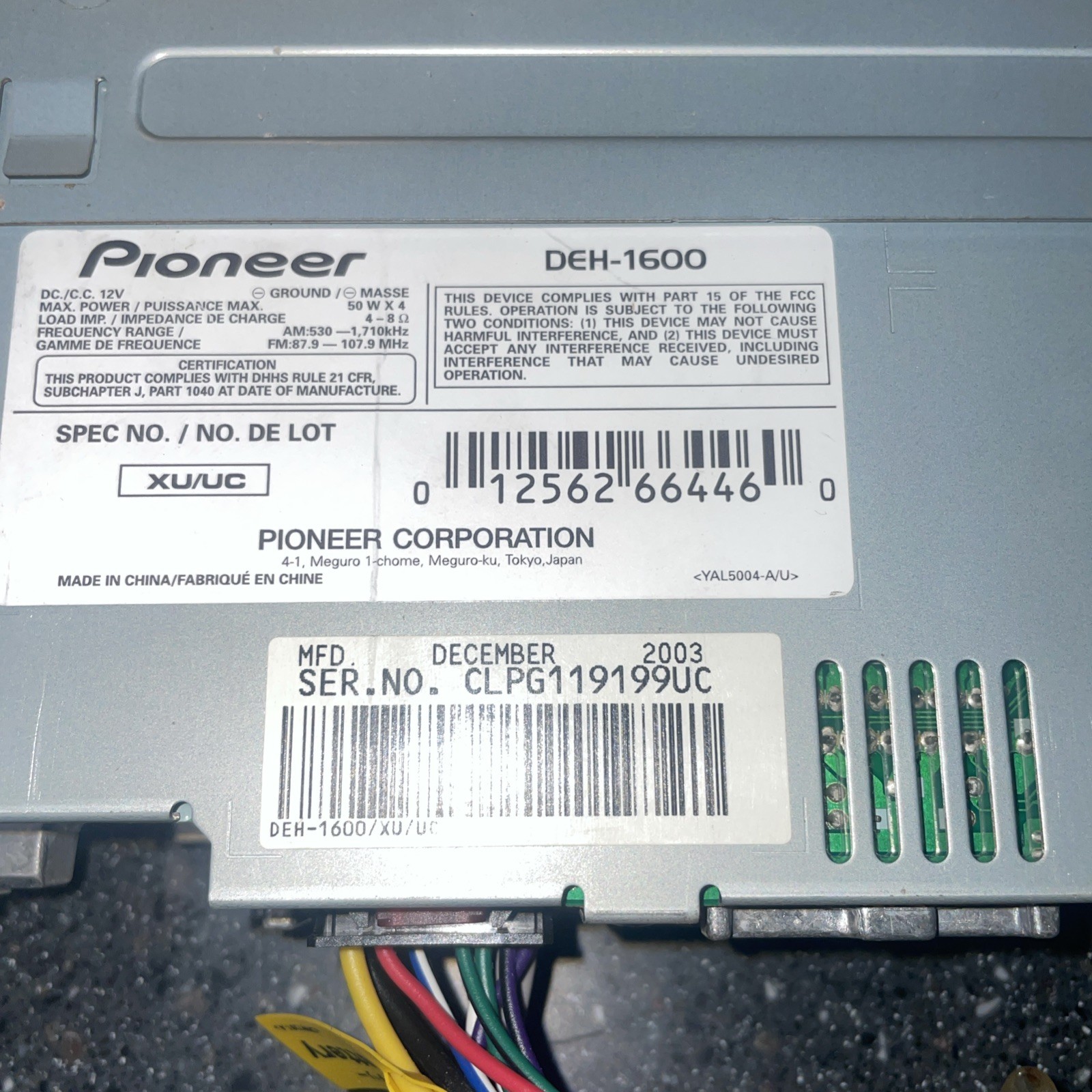 Vtg Pioneer DEH-1600 Super Tuner III Car CD Player High Power Mosfet 50×4 W Amp