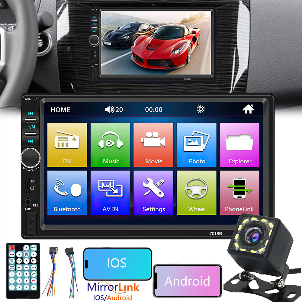 2 Din Pantalla Radio Para Carro Auto Con Camara De Reversa Retroceso MP5 Player