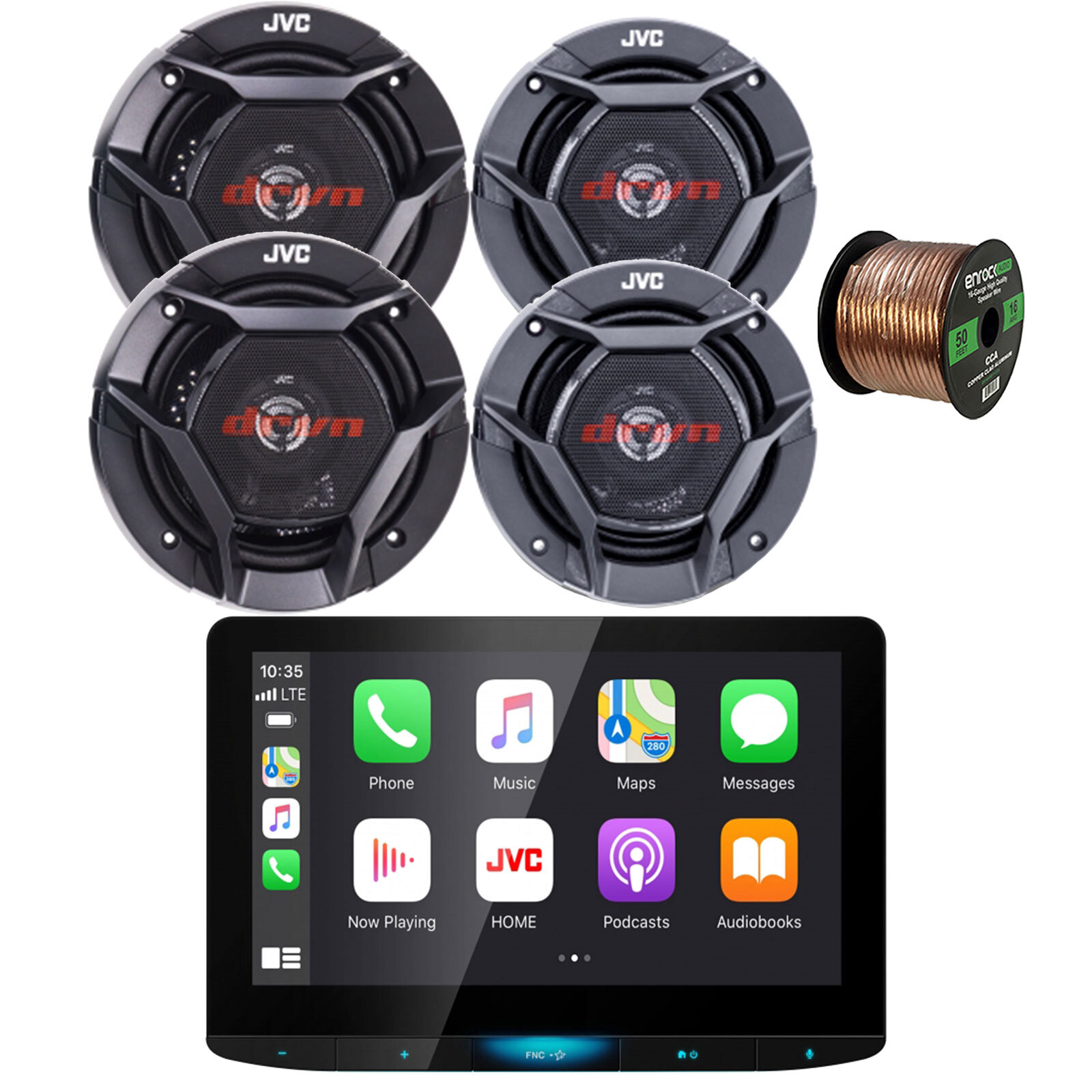 JVC KW-Z1000W Bluetooth Car Radio, 2x 6.5″ Speakers, 2x 5.25″ Speakers, Wire