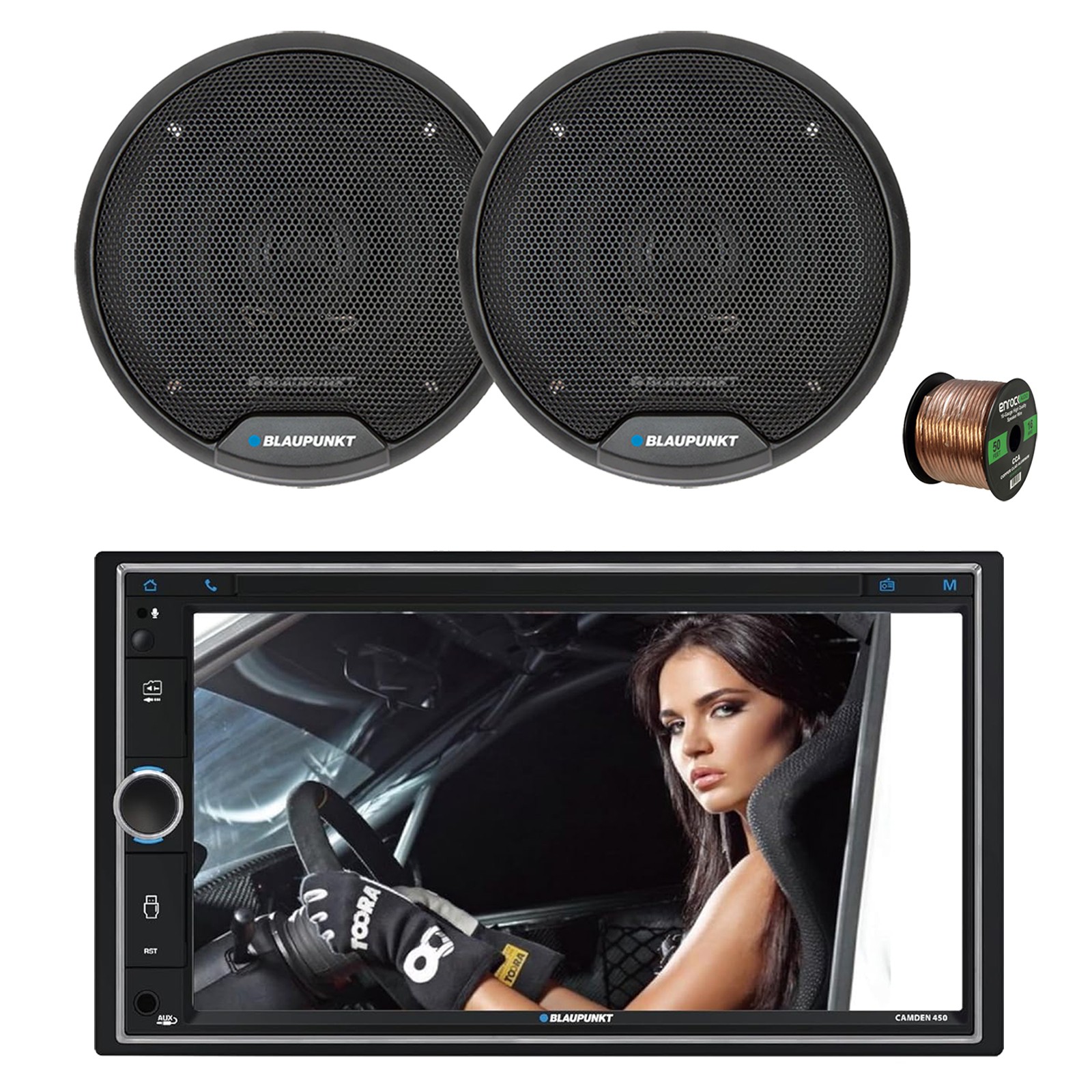 Blaupunkt CAMDEN 450 7” Touchscreen Receiver, 2x 4″ 40W Car Speakers, Wire