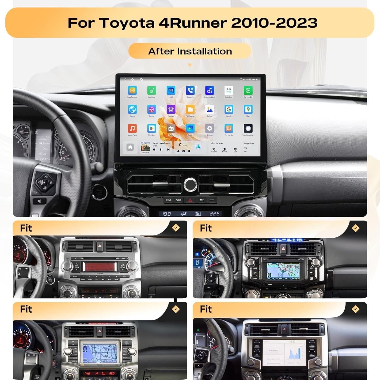 Firstnav 14.6″Car Radio for Toyota 4Runner 2010-2023 Car Radio 8+256GB BT QLED