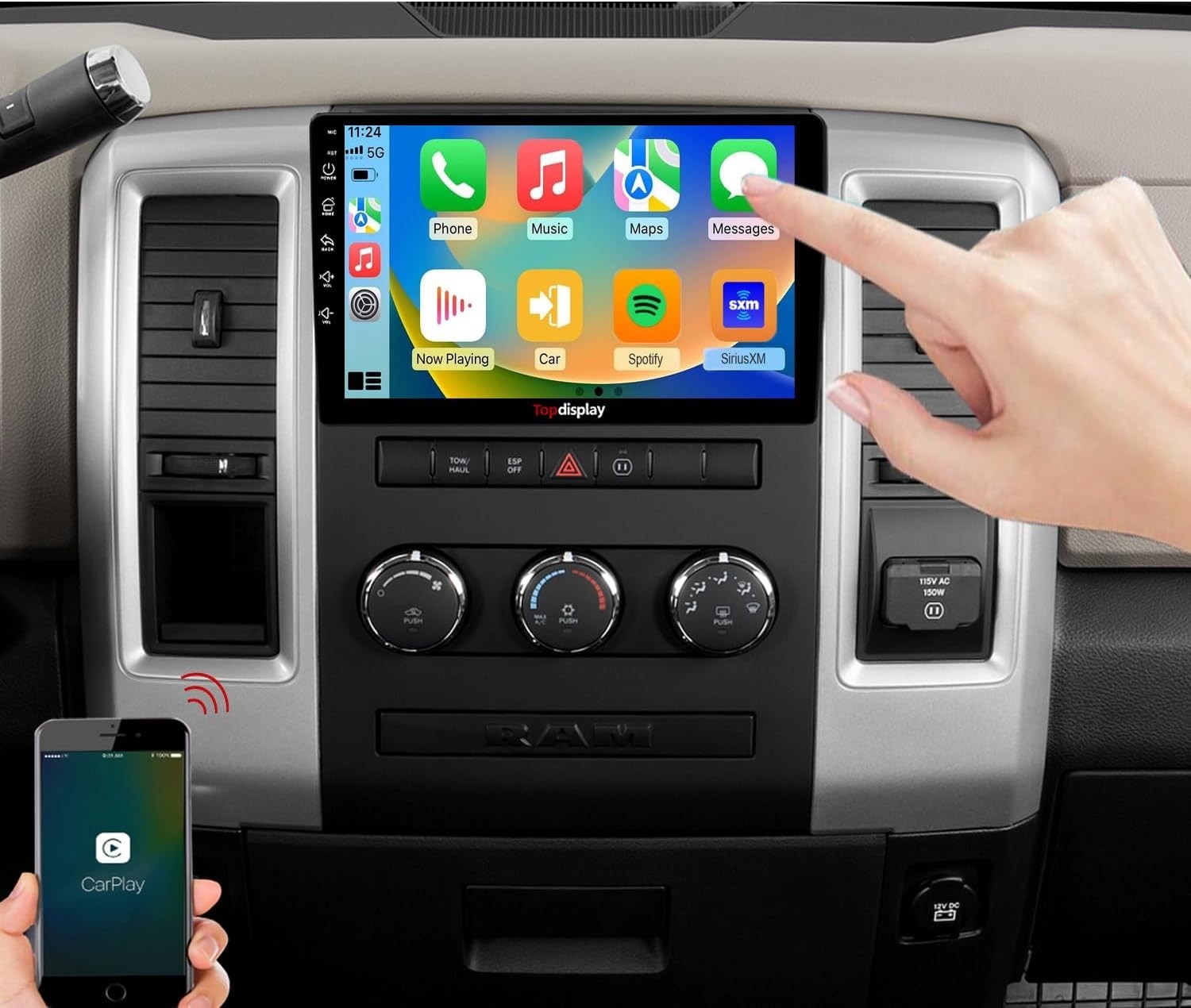 QLED Radio Upgrade for Dodge RAM 1500 2009 2010 2011 2012,8 core CPU, Touch 4383