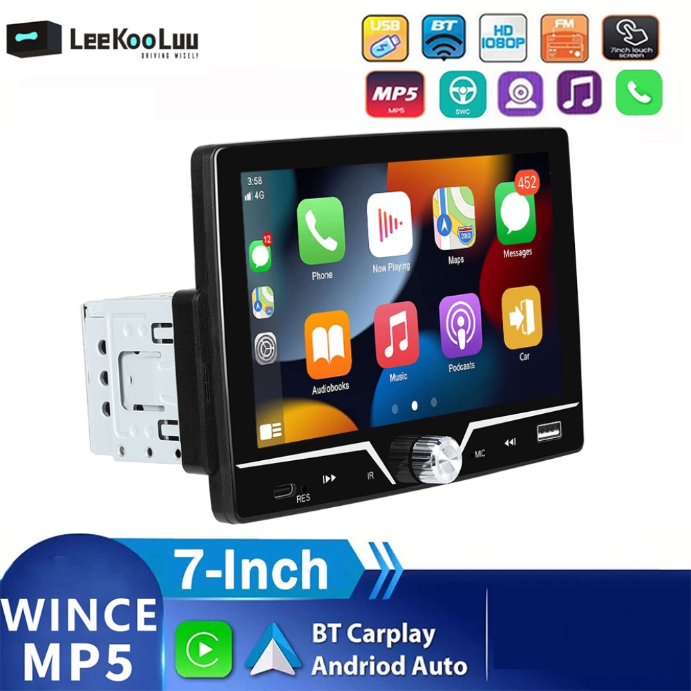 7″ Single 1Din Touch Screen Stereo Bluetooth Radio Car Apple/Android Carplay GPS