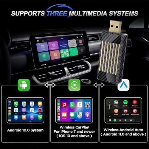 Wireless CarPlay Android Auto Adapter AI Magic Box, Built-in Play Store Grey