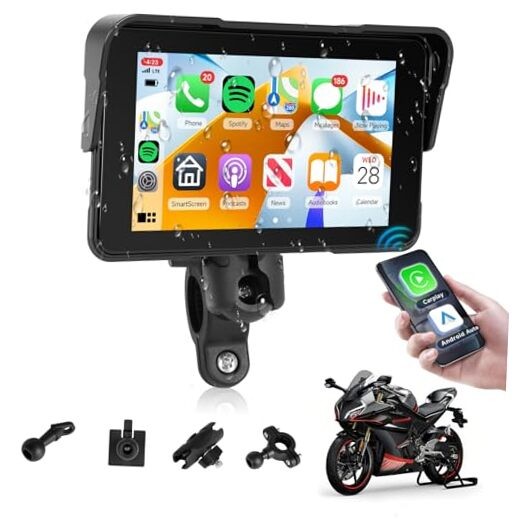 5 Inch Motorcycle CarPlay Screen, Waterproof IP68 Wireless CarPlay & Android