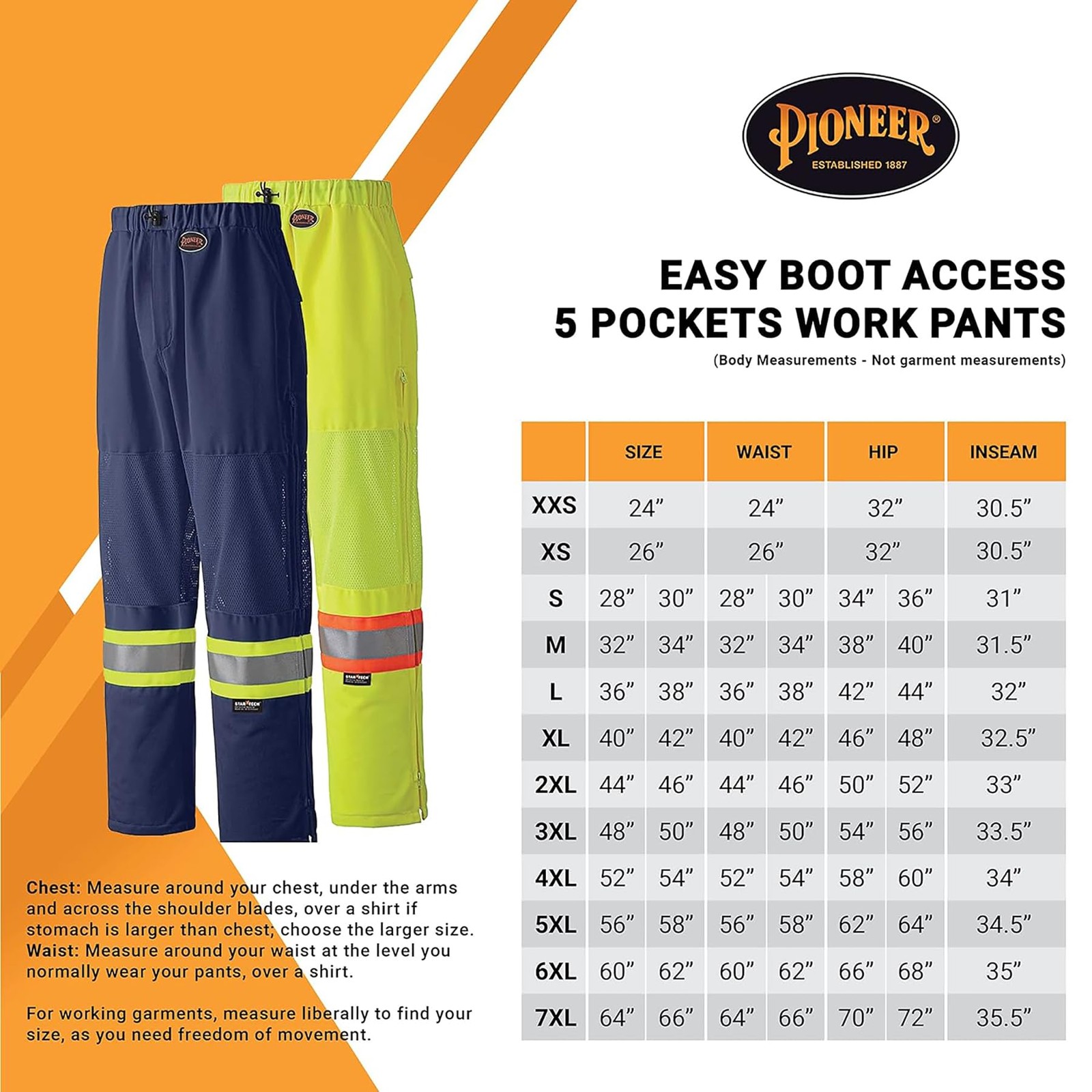 Hi Vis Lightweight Traffic Safety Work Pants for Men & Women – Reflective Tape –