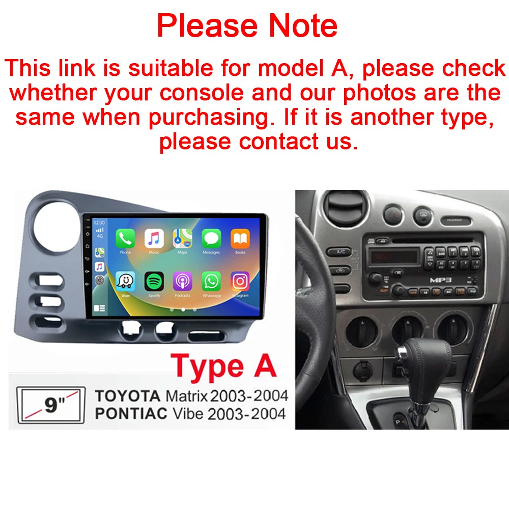 For 2003-2004 Toyota Matrix Car 4+64GB Navi GPS Carplay Android 13 Radio Stereo
