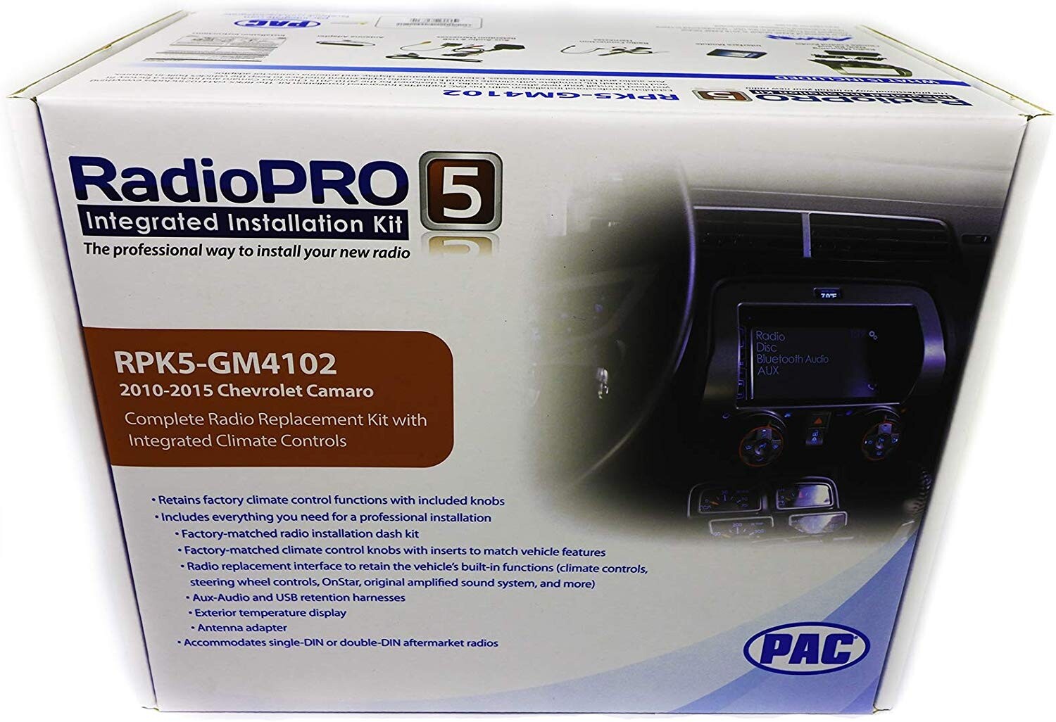 PAC RPK5-GM4102 Integrated Radio Replacement Kit HVAC Knobs + USB Charge Camaro