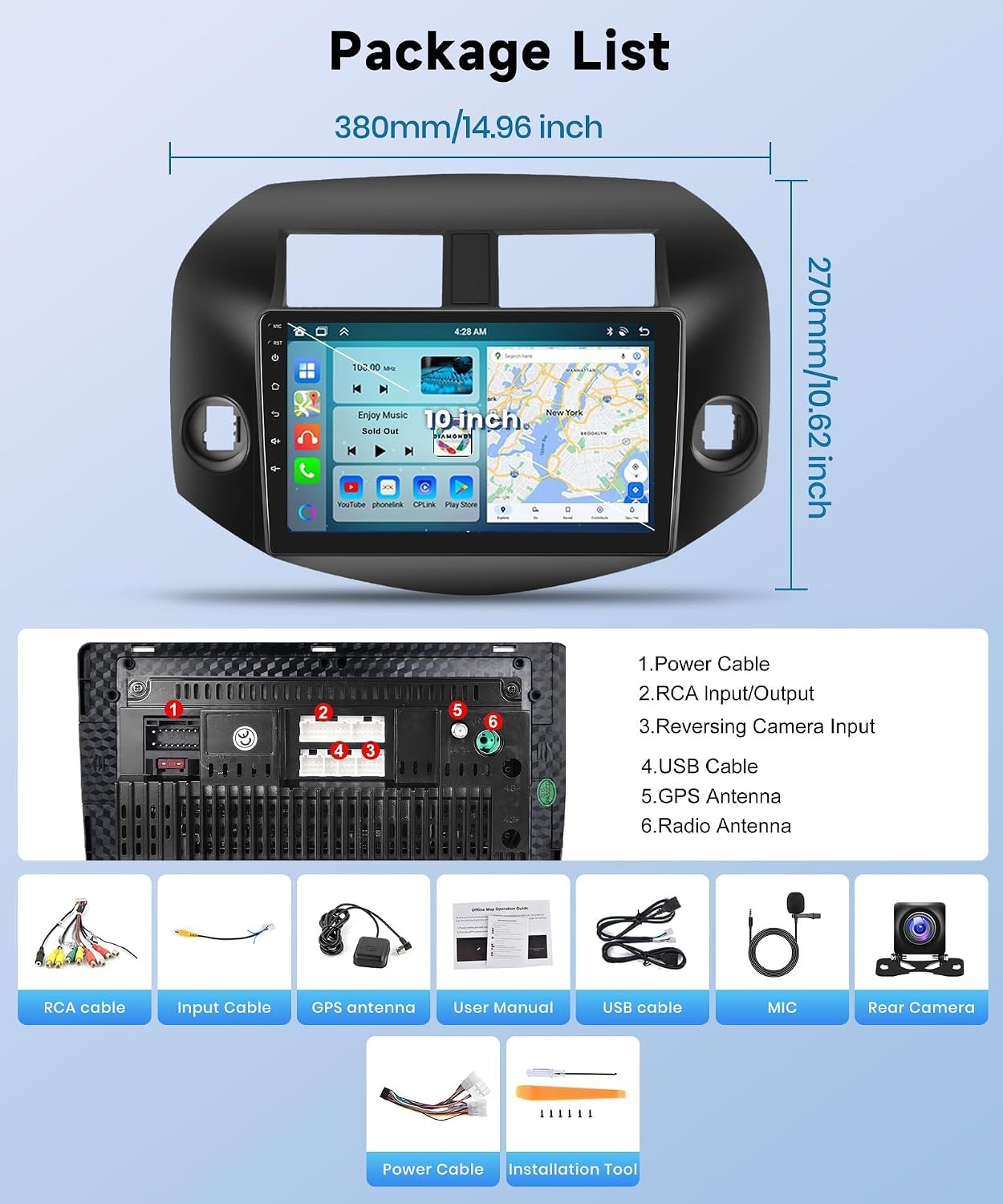 Radio GPS Carplay 8 Core 64G Car Stereo for TOYOTA RAV4 2006 – 2012 Android Auto