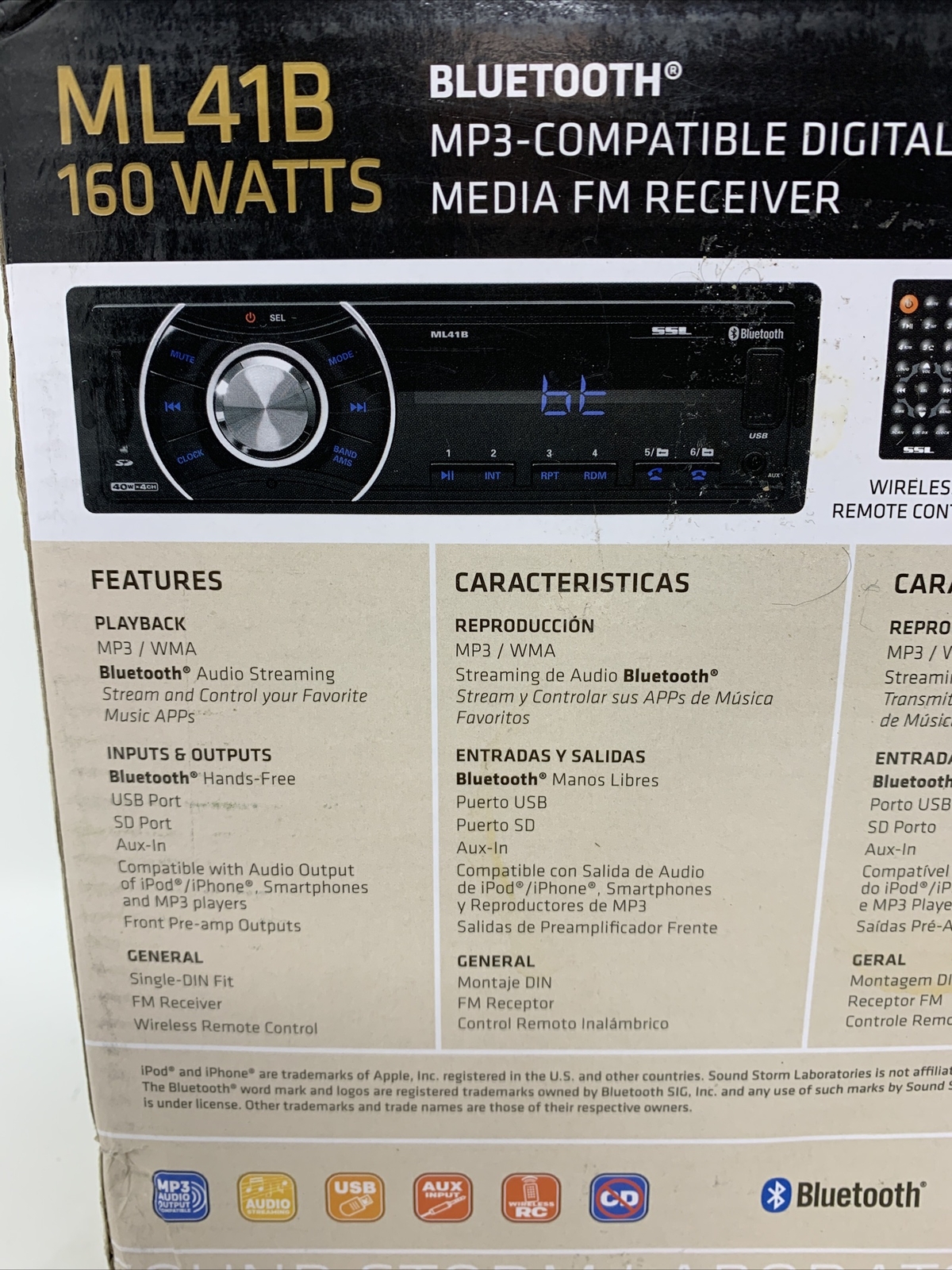 Sound Storm ML41B Bluetooth Single-DIN Multimedia Player