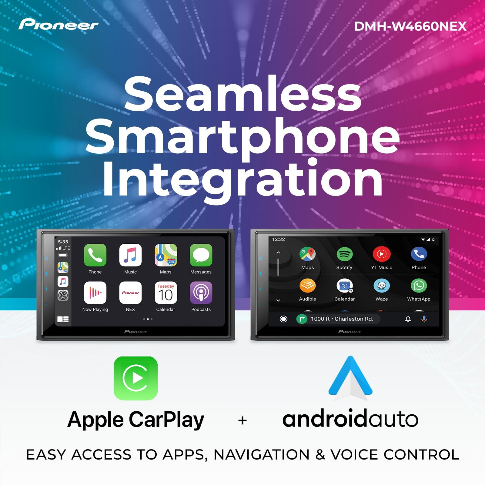 Double Din Car Stereo 6.8″ DMH-W4660NEX Wireless & Wired Apple CarPlay Android