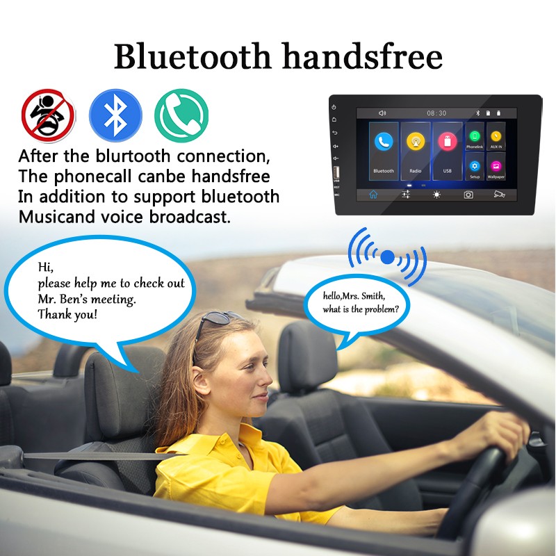 2Din Touch Screen Player Car Radio 8″ Bluetooth FM Built-in Carplay Android Auto