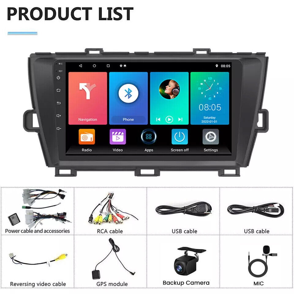 For Toyota Prius 2010-2015 Apple Carplay Car Stereo Radio Android 13 Navi GPS BT