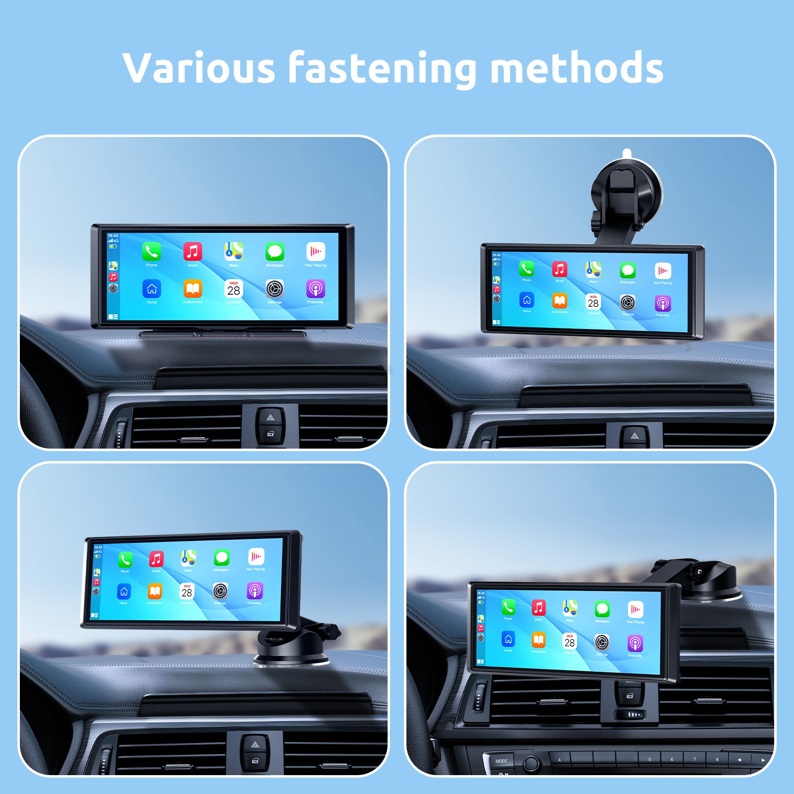 8.1″ Large Screen Portable Carplay Android Auto With Cam Car Stereo SAT NAV BT