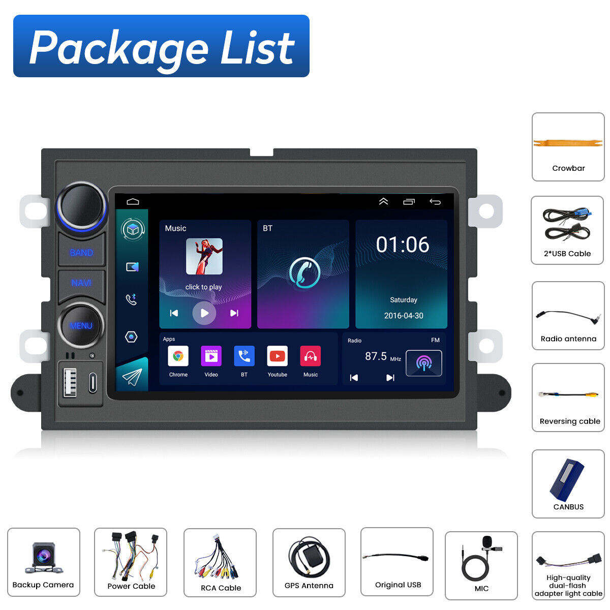 Android Player Navi GPS Mirror Link For 2005-2009 Ford Mustang Carplay Car Radio