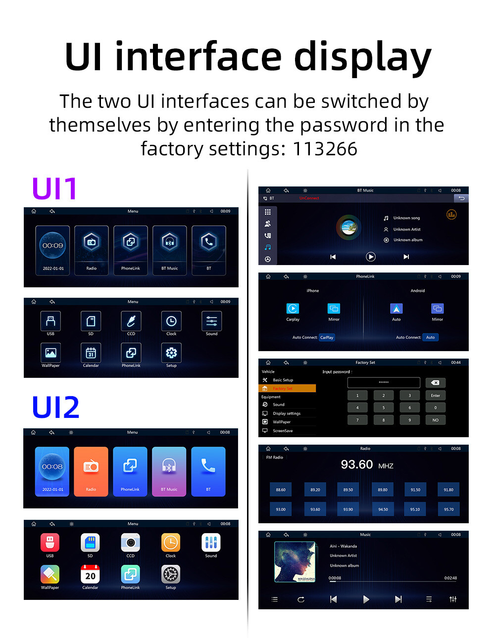 Portable Wireless Carplay AndroidAuto Touchscreen 9″ Car Stereo Bluetooth Camera