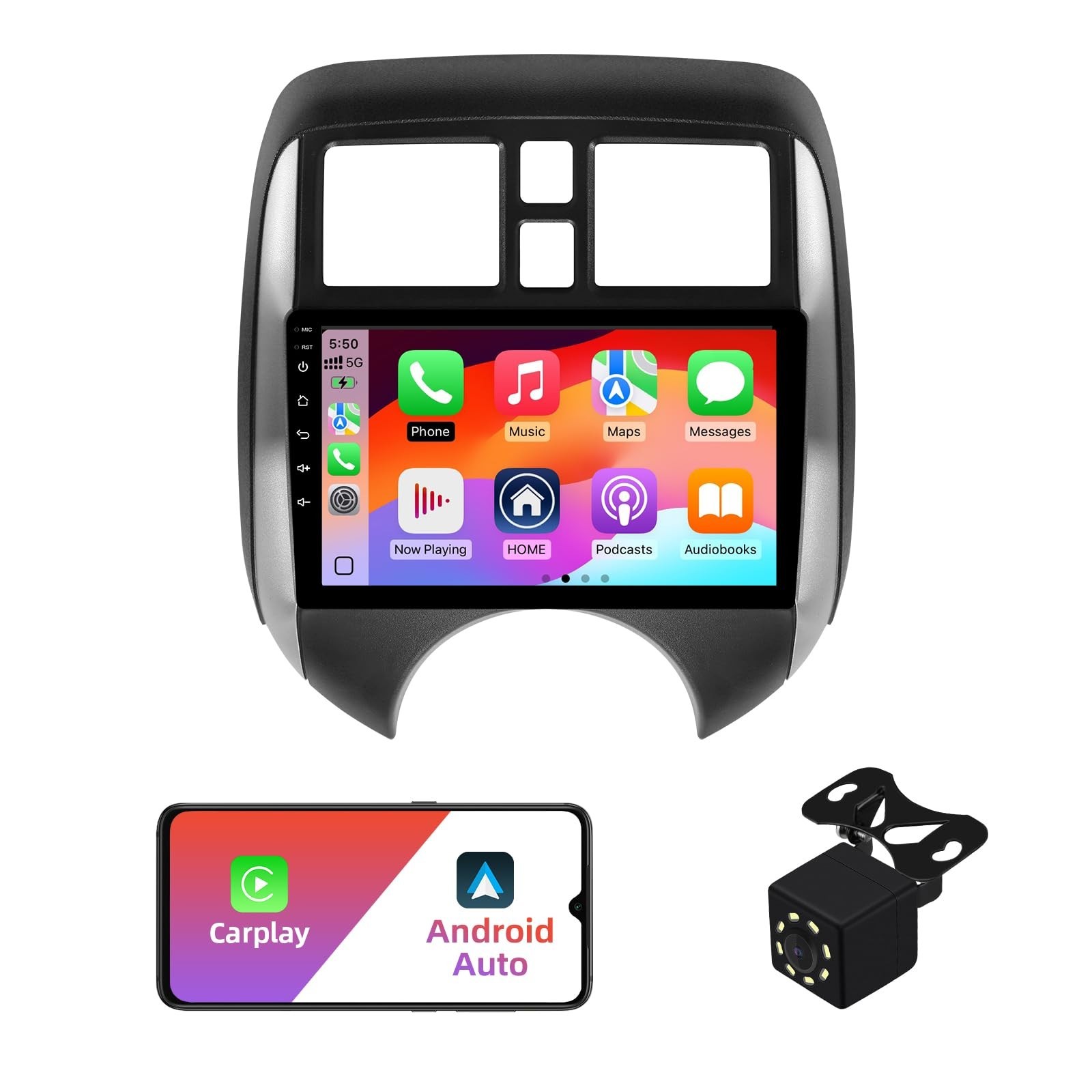 2+32G Android 12 Double Din Car Stereo for Nissan Versa Note 2014-2018 with 9 In