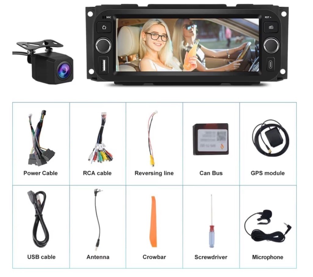 Car Stereo for Jeep Wrangler 2003-2006 Dodge RAM2002-2005 GPS 2+64GB AndroidAuto