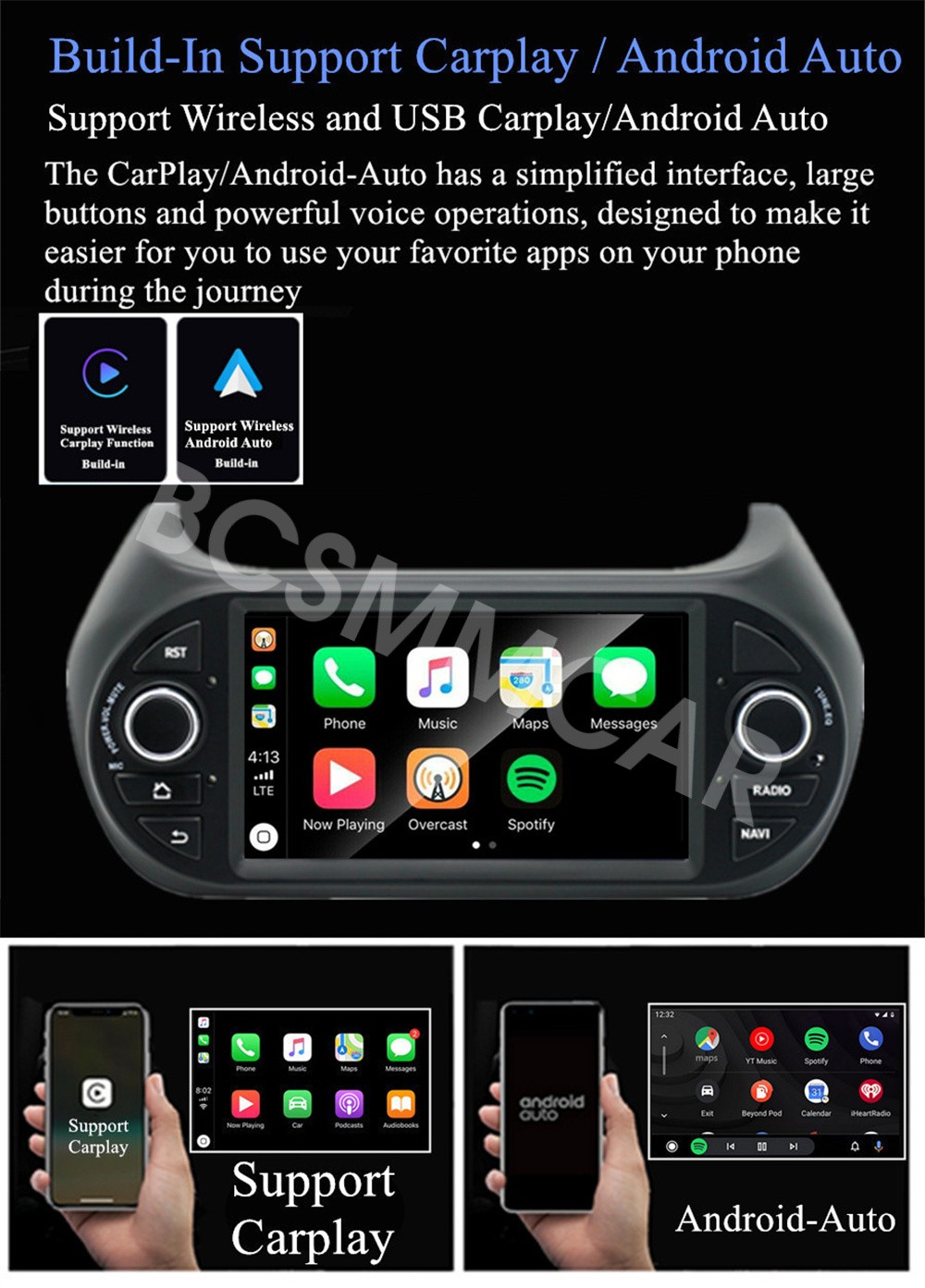7″ Stereo Radio GPS Navi 4+32GB Fit For Citroen Nemo 2008-2017 For Apple Carplay