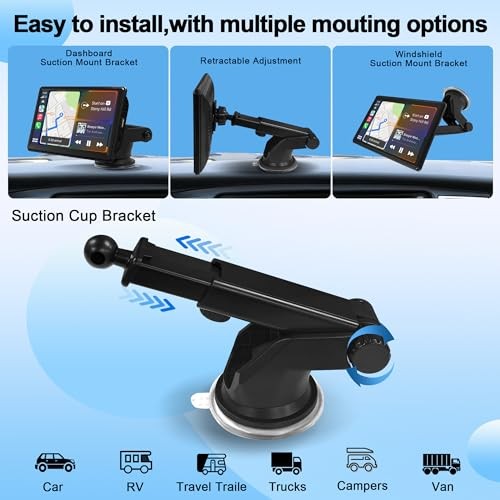 7″ Portable Touch Screen Car Stereo Support Wireless Carplay Android 1GB ROM