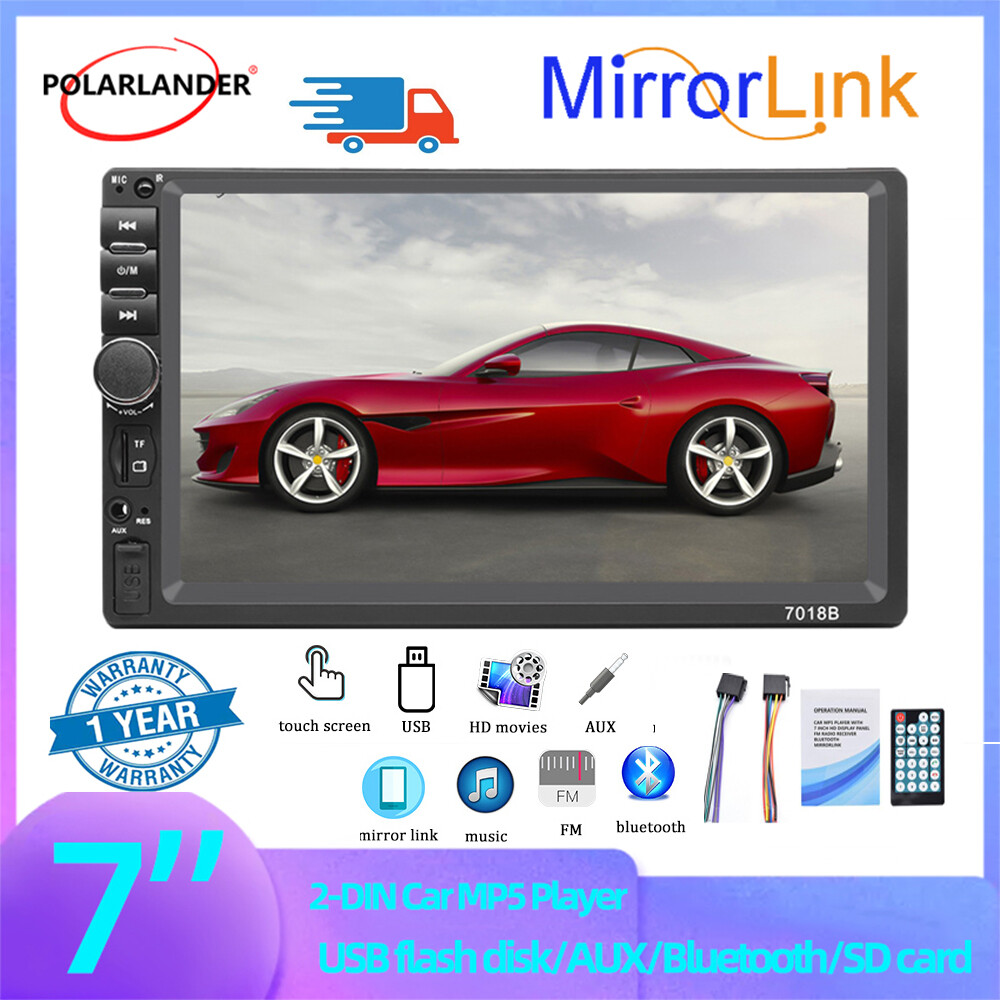 2DIN 7” Car Radio Stereo Mirror Link Bluetooth USB/TF/AUX/FM Remote control