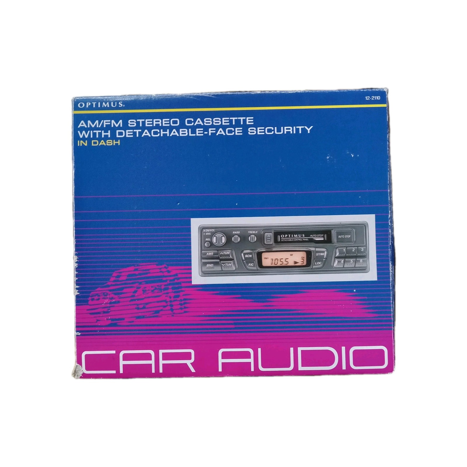 AM FM cassette For Car Optimus 2110 In Dash Detachable Face Radio Shack New