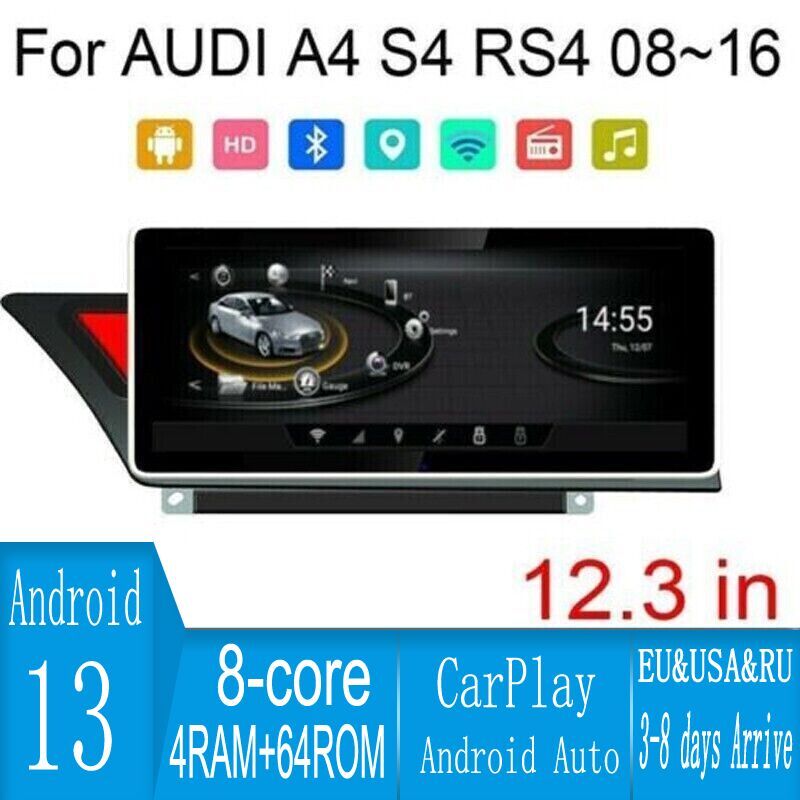 12.3″ Android Navigation Car Gps Stereo Radio Wifi 4+64g For Audi A4 A5 Mmi