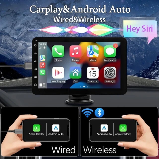 7 inch Car Radio Stereo Player Portable Apple CarPlay Android Auto Play MP5 FM