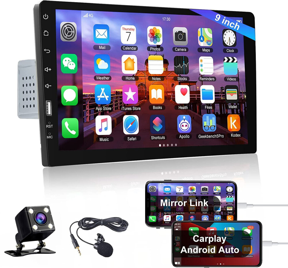 Single 1 Din 9″ Car Stereo Radio MP5 Player FM USB Touch Screen Bluetooth + Cam