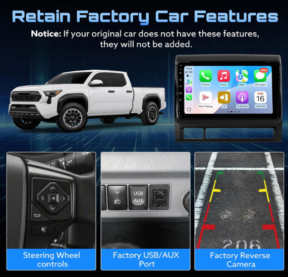 9″ 2+64G Android Auto Carplay Stereo Radio for Toyota Tacoma 2005-2014 w Cooling