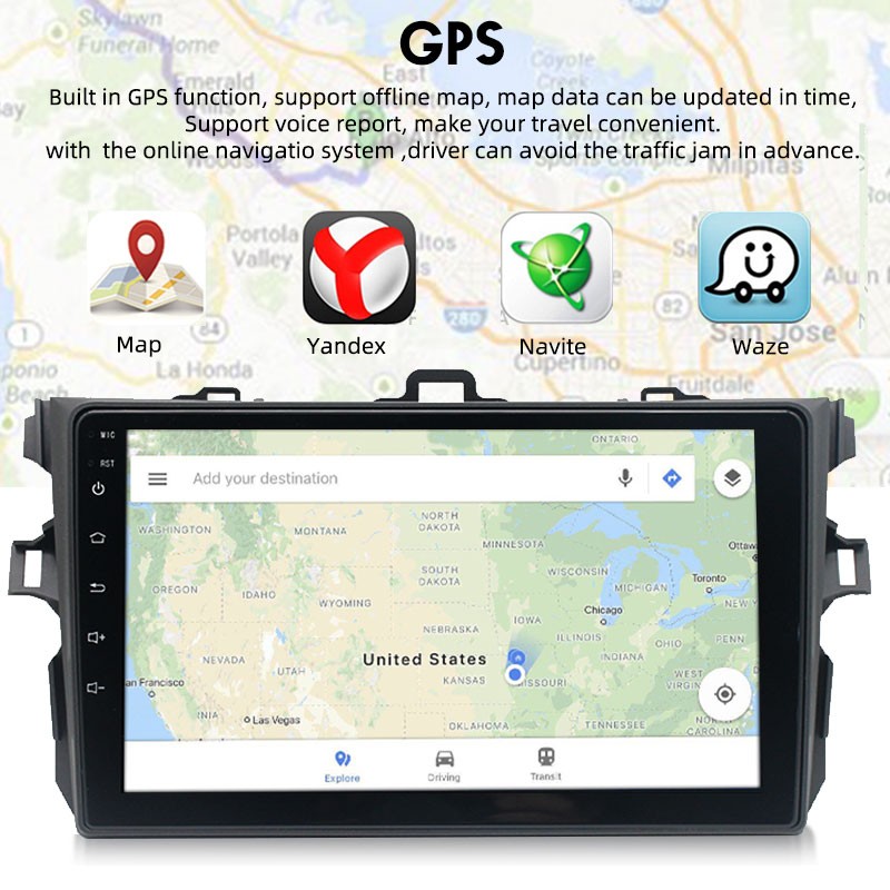 Android 10 Car Radio 9 Inch 2Din Toyota Corolla 2009-2013 CarPlay, Bluetooth GPS