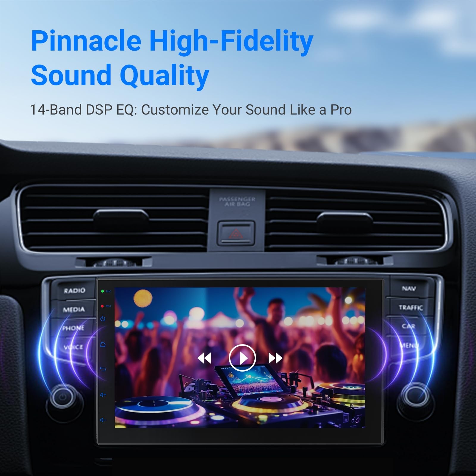 7″ Double Din Car Stereo w/Wireless CarPlay & Android Auto – Android 13 Touch…