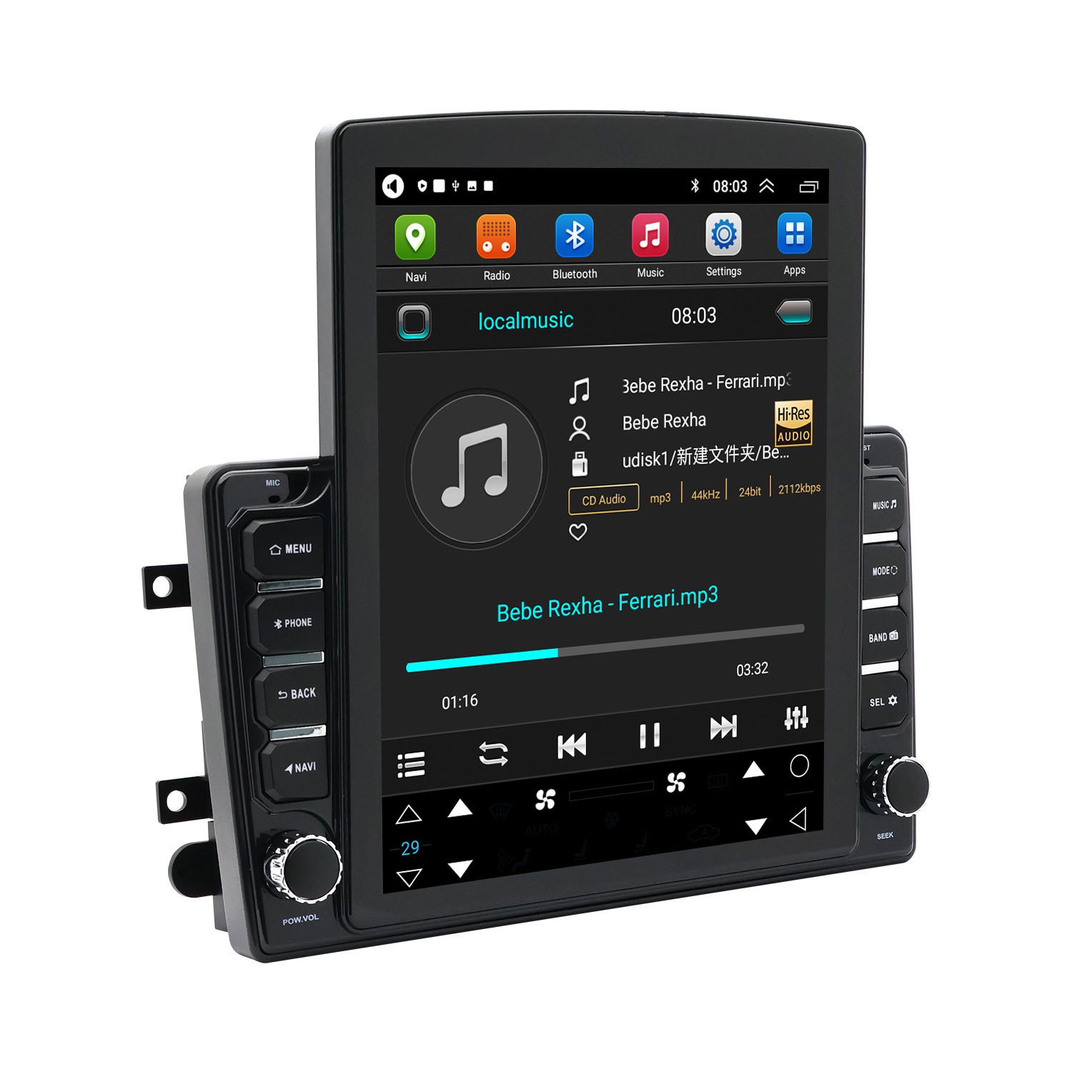 Car MP5 Player FM Radio Android 14 Mirror Link For Lincoln MKX Mark LT 2007-2008