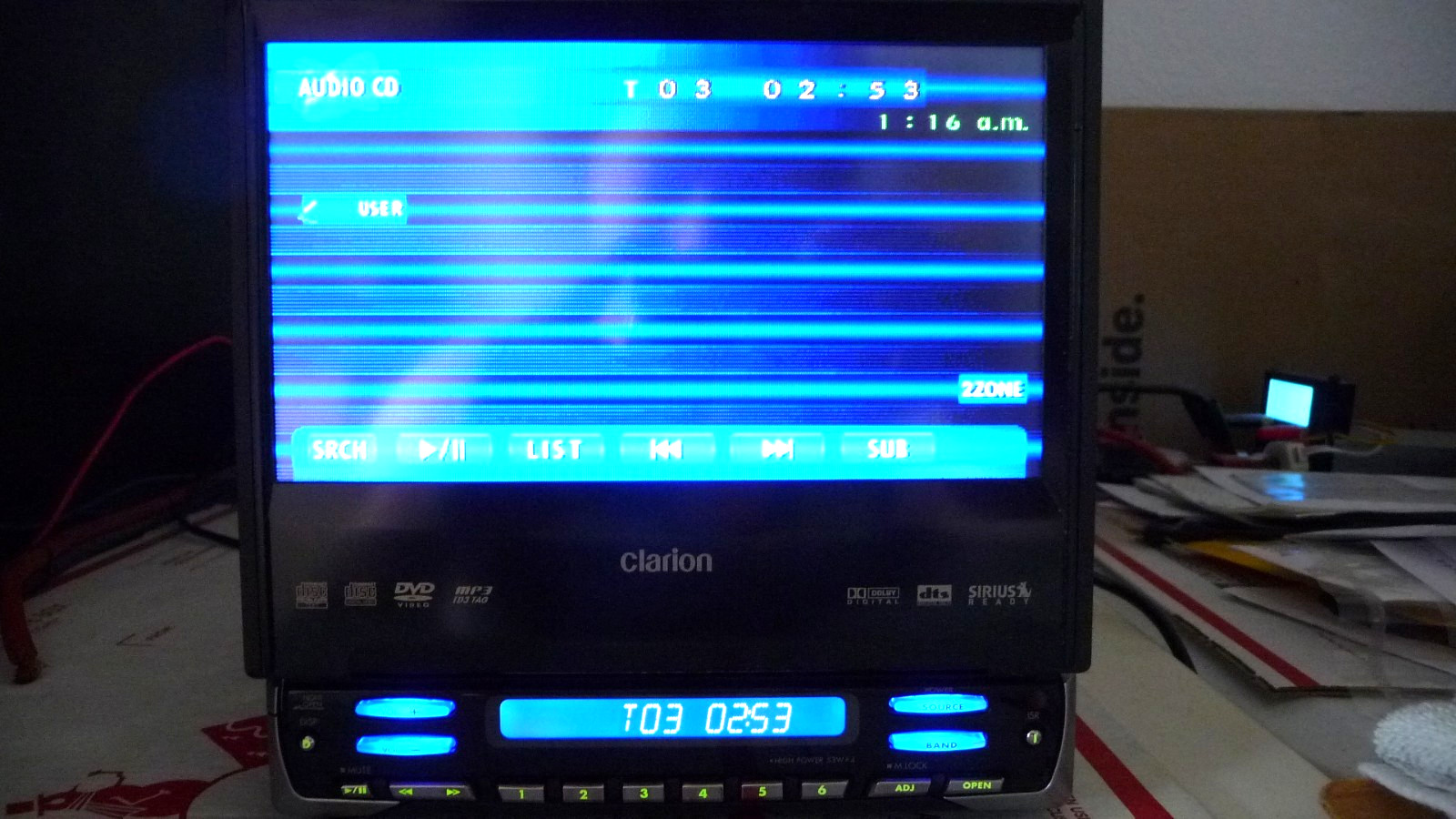 CLARION VRX755VD 7in tilt touchscreen display old school CD MP3 DVD stereo JAPAN