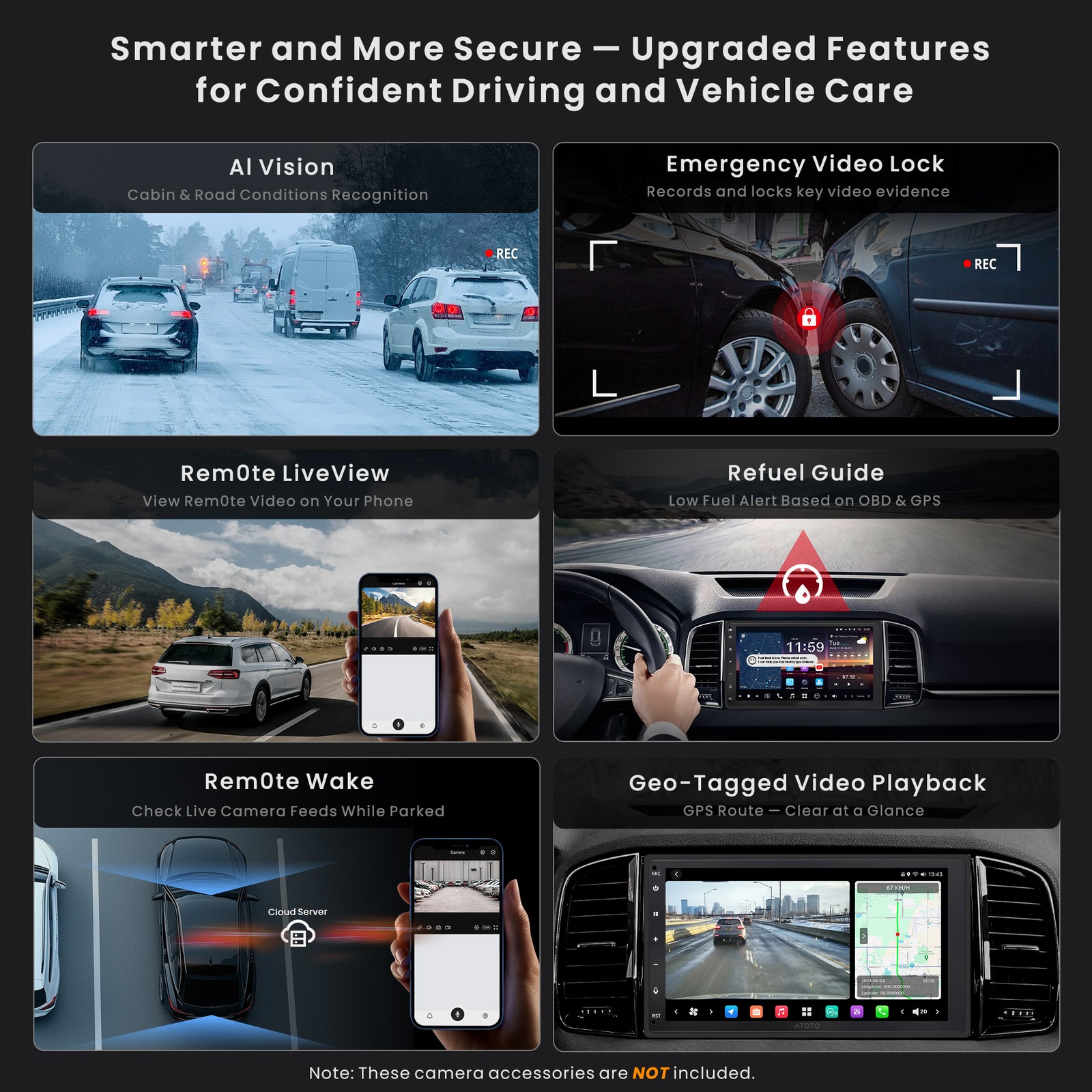 ATOTO 7″ X10 2DIN AI Car Stereo Wireless Carplay Android Auto 8G+128G+SWC &Cam