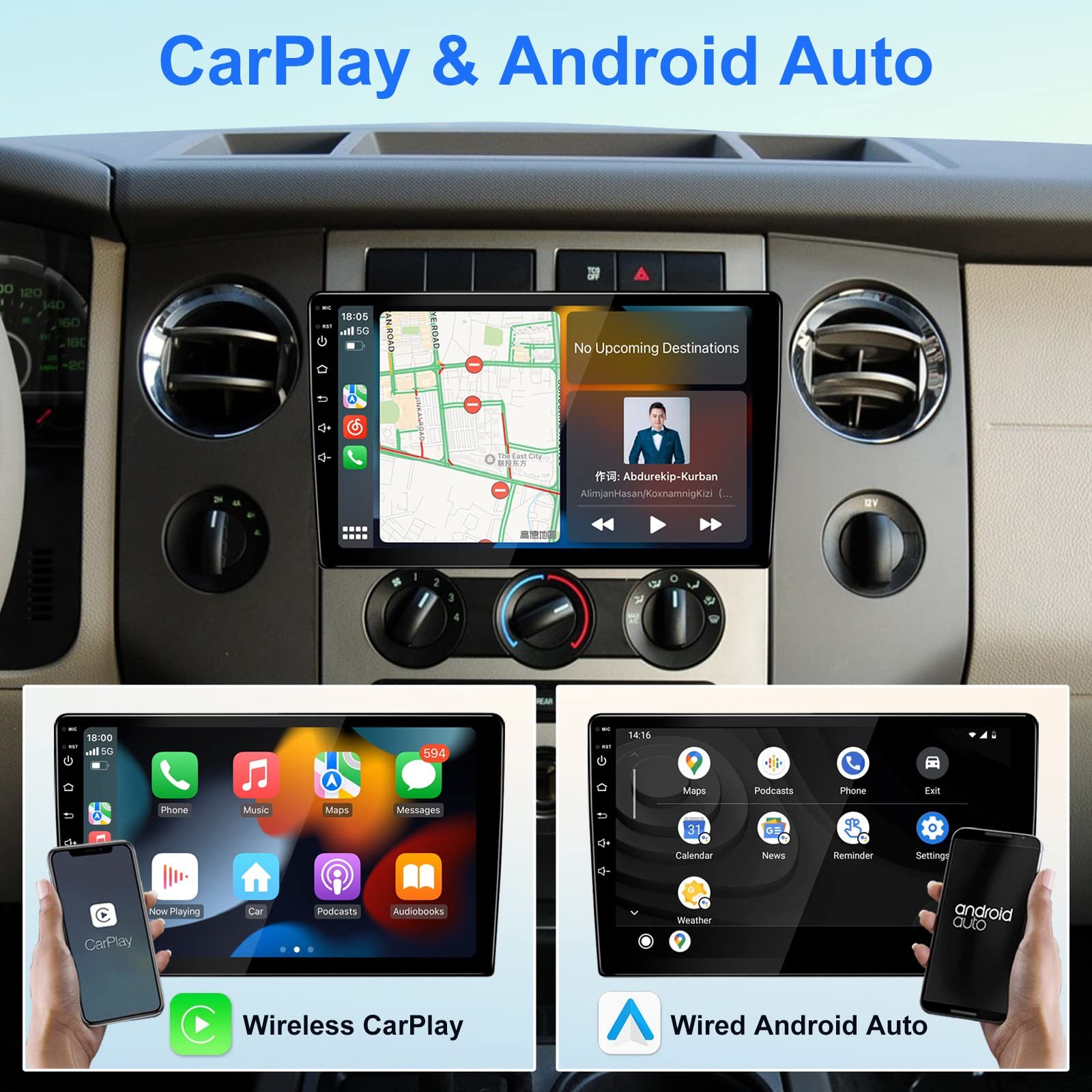 Kspiv 9 Inch Touch Screen Android 13 Car Stereo Universal Double Din Car Radio