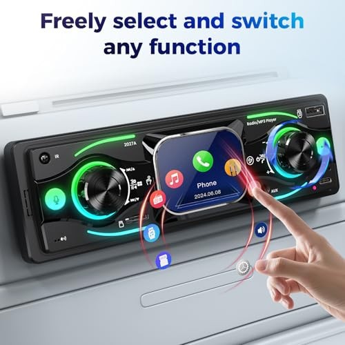 Single DIN Car Stereo with Touchscreen, Bluetooth Audio, Car Radio Receiver,