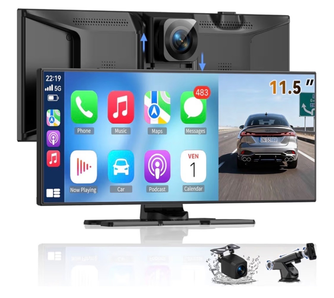 Wireless Carplay Screen for Car, 9″ Extra Large A-pple CarPlay & Android Auto Sc