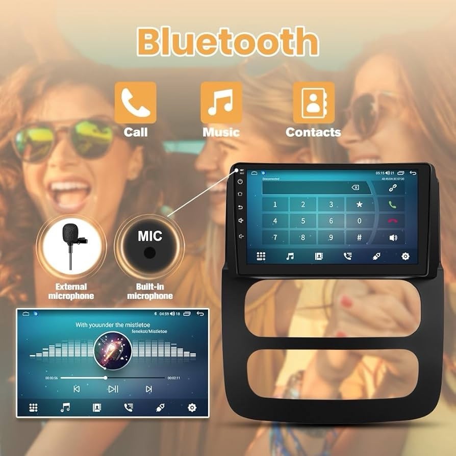 Mnasico 9in 2 DIN Android Car Radio Touchscreen Bluetooth GPS Wireless CarPlay