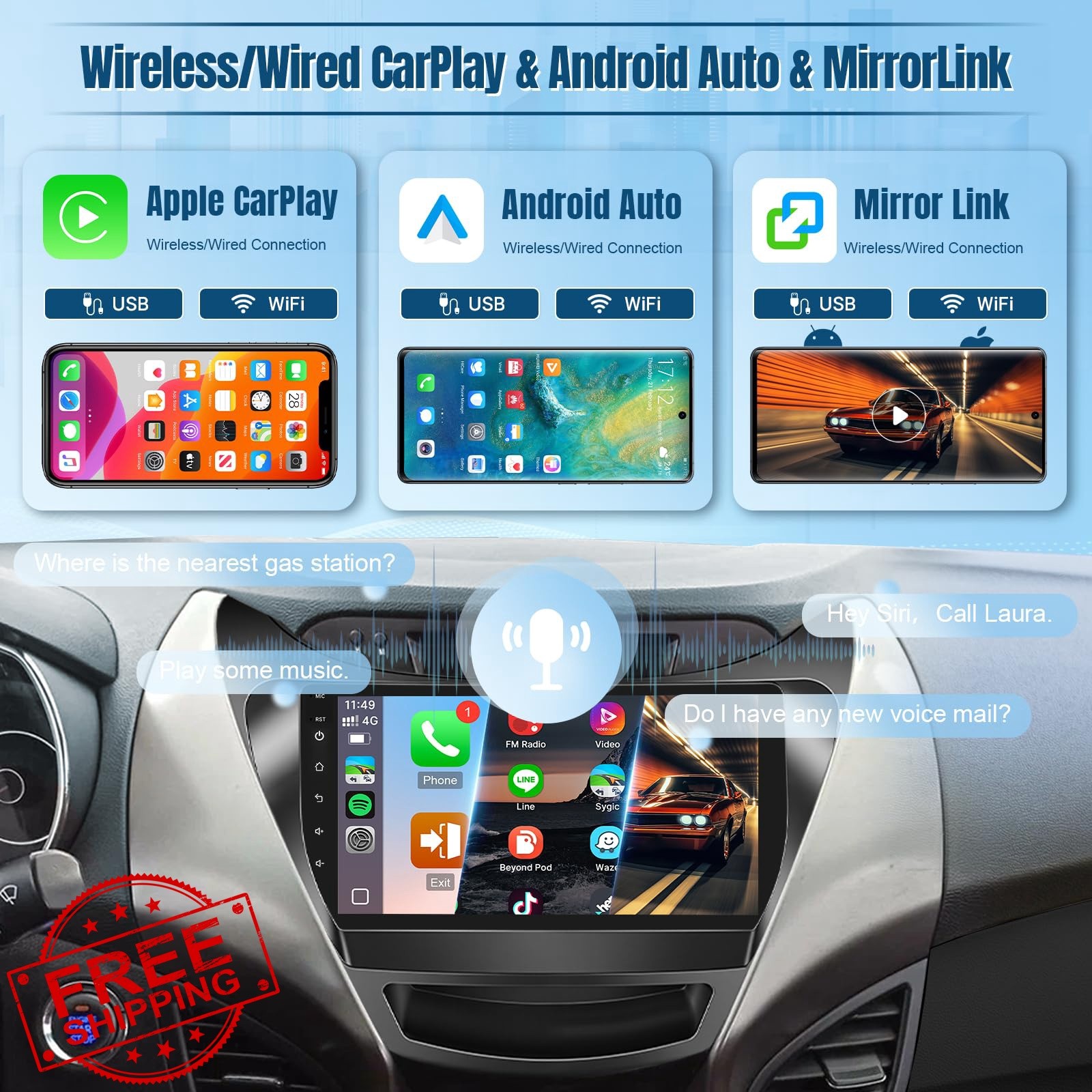 Naifay Car Radio Hyundai Elantra 11-13 Android Auto Carplay 9″