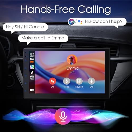 7 inch Car Stereo Double Din Radio with Carplay&Android 2GB+32GB (With Camera)