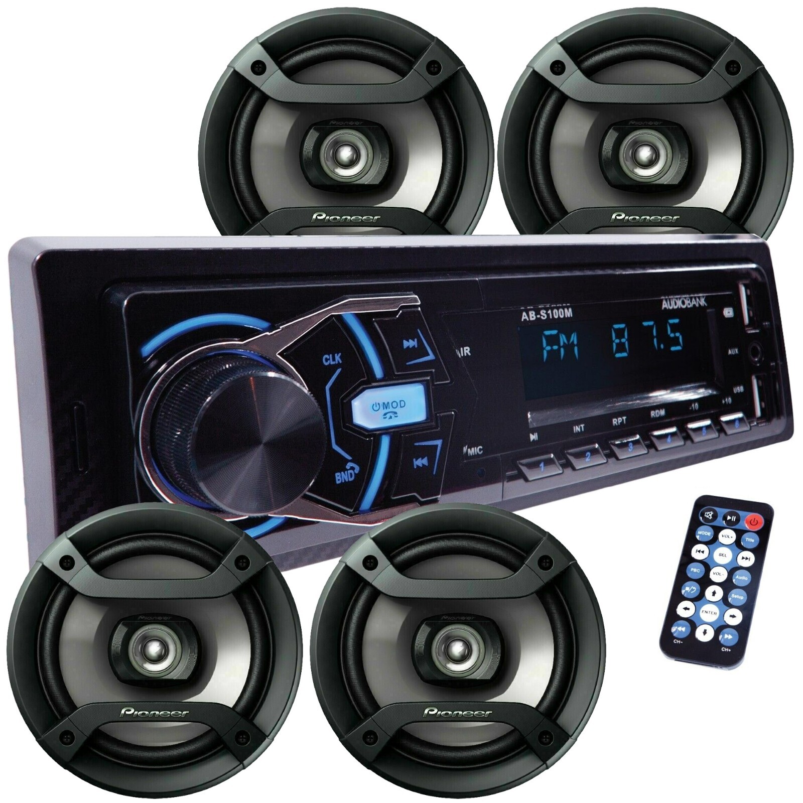 4x Pioneer 6.5″ Speakers + Audiobank Car Audio Stereo Bluetooth FM USB Receiver