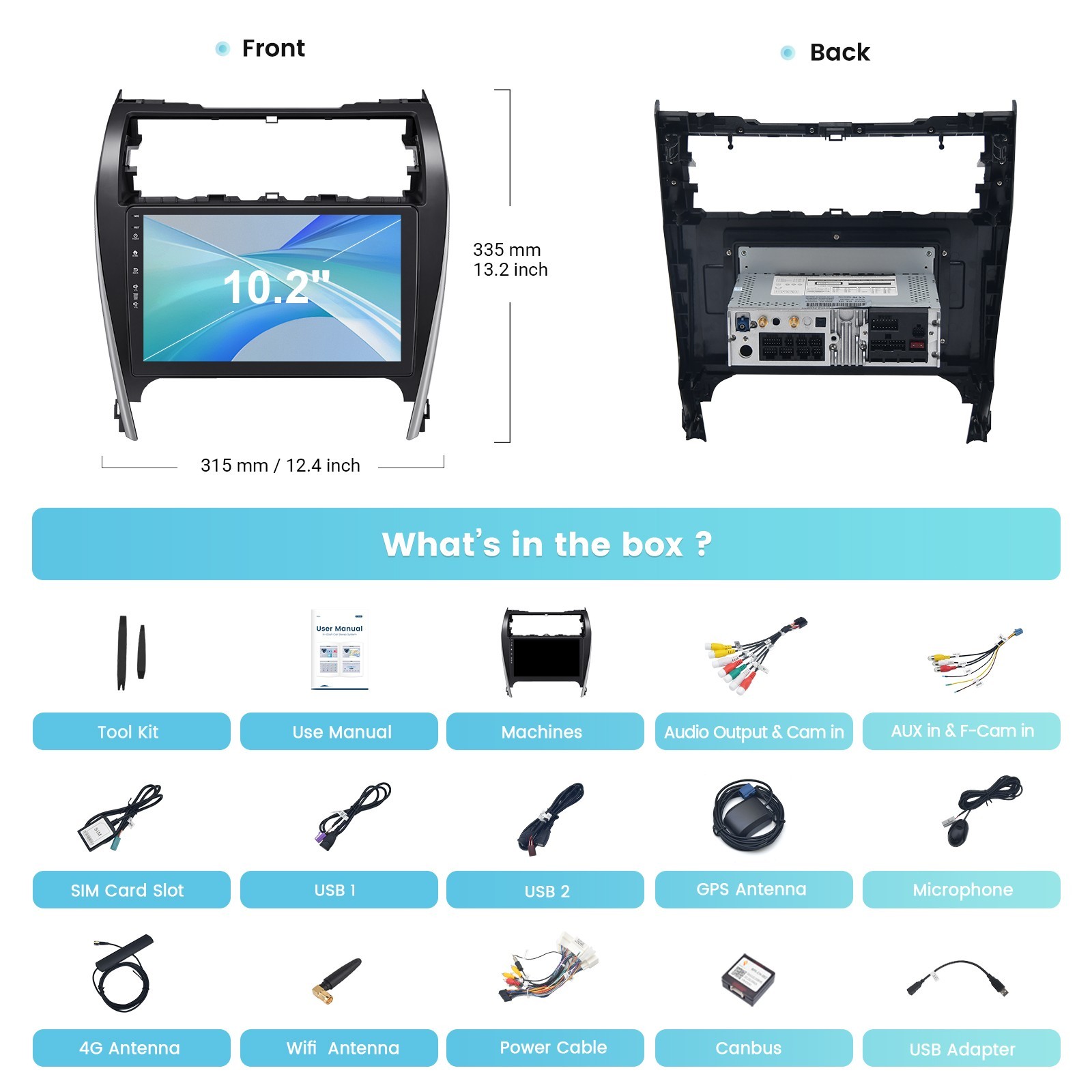 Roadanvi X12 10.2″ Car Stereo for Toyota Camry 2012-2014 CarPlay GPS QLED WiFi