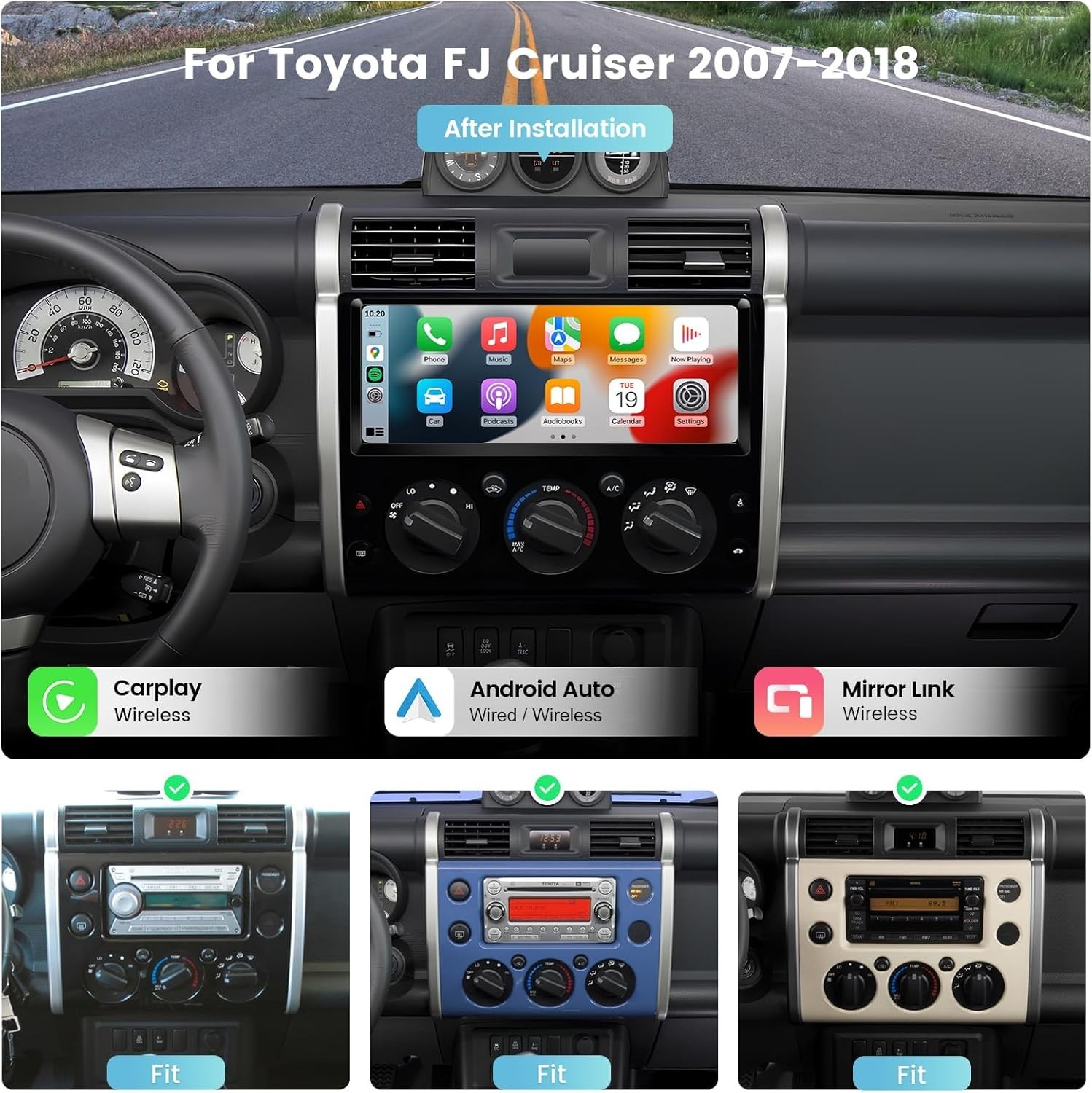 Roadanvi X12 Car Stereo for Toyota FJ Cruiser 2007-2018 CarPlay Radio GPS WiFi