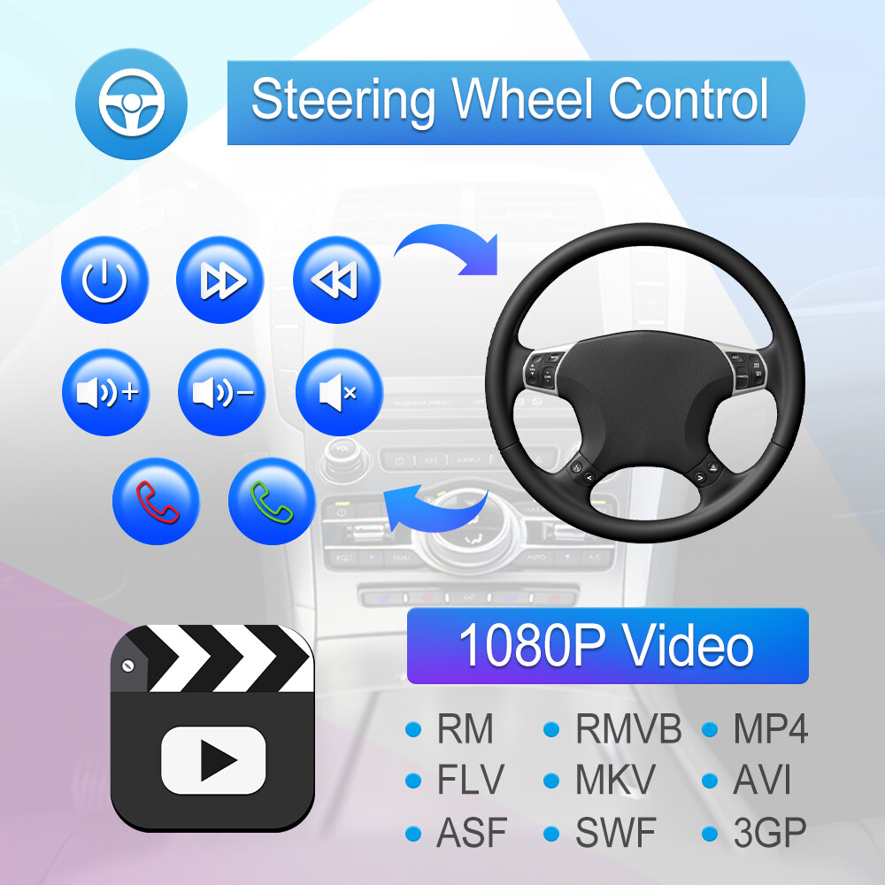 2Din Android 10.1″ Car Radio Apple/Andriod Car Play Touch Screen GPS WiFi Player