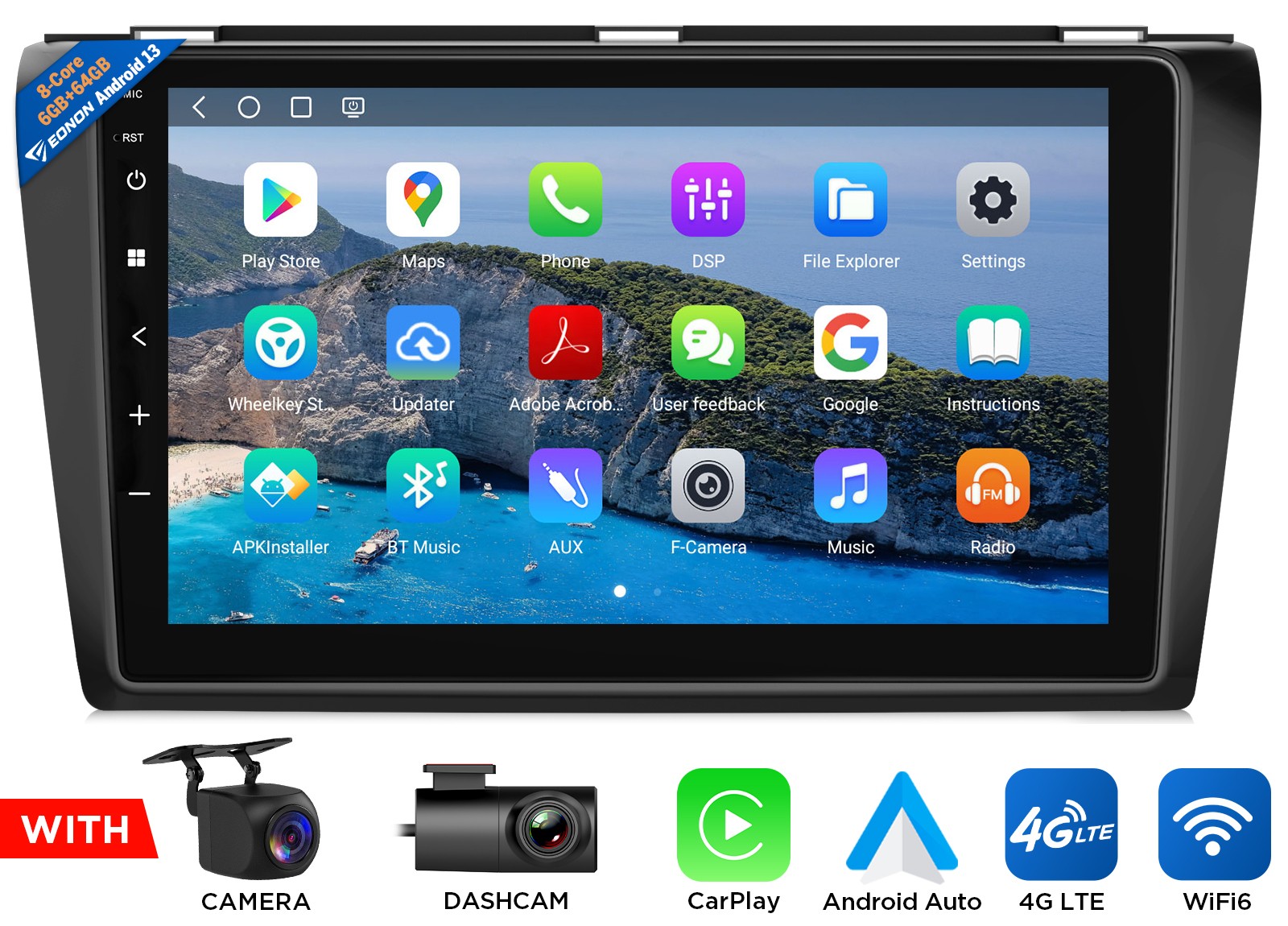 M3BKX6S Android 9 inch QLED 6+64 for 2004-2009 mazda3 Car Stereo CarPlay DSP SWC