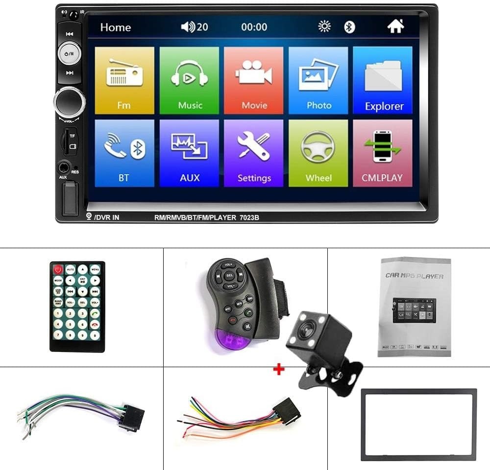 7″ Touchscreen Double Din Car Multimedia Radio with Bluetooth + Camera